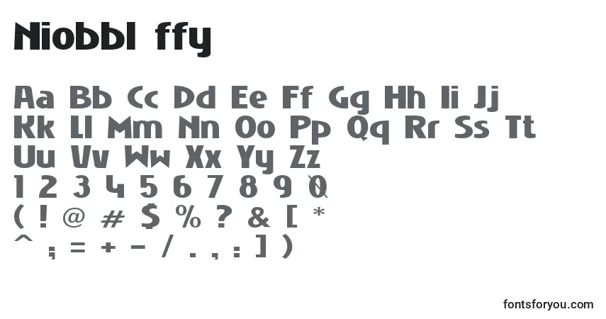 Schriftart Niobbl ffy – Alphabet, Zahlen, spezielle Symbole
