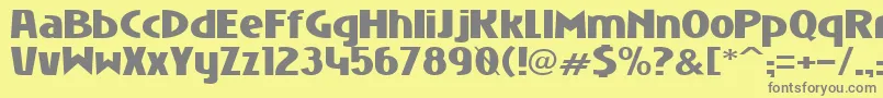 フォントNiobbl ffy – 黄色の背景に灰色の文字