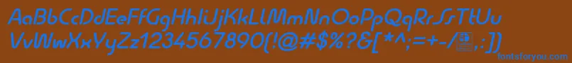 QuesatDemiBoldItalicDemo Font – Blue Fonts on Brown Background