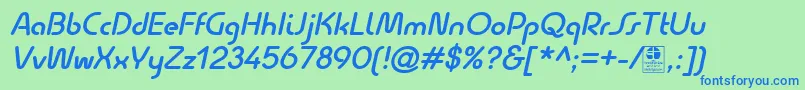 QuesatDemiBoldItalicDemo Font – Blue Fonts on Green Background
