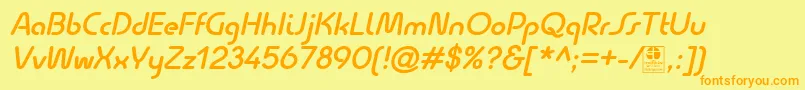QuesatDemiBoldItalicDemo-Schriftart – Orangefarbene Schriften auf gelbem Hintergrund