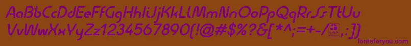 QuesatDemiBoldItalicDemo-Schriftart – Violette Schriften auf braunem Hintergrund