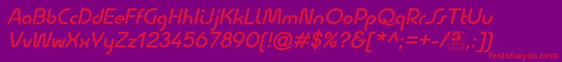 Шрифт QuesatDemiBoldItalicDemo – красные шрифты на фиолетовом фоне