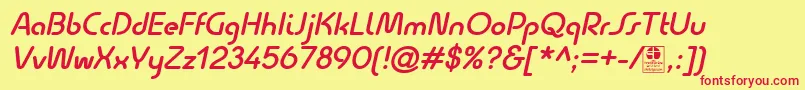 QuesatDemiBoldItalicDemo Font – Red Fonts on Yellow Background