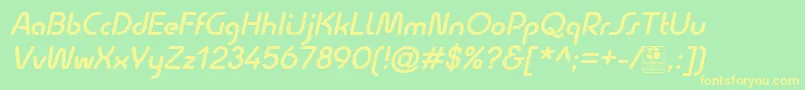 QuesatDemiBoldItalicDemo Font – Yellow Fonts on Green Background