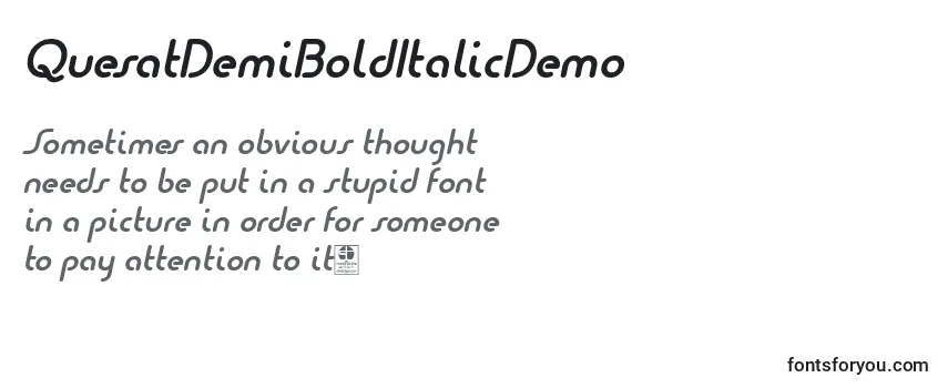 Review of the QuesatDemiBoldItalicDemo Font