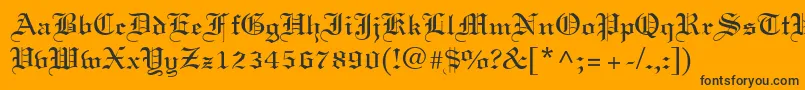Fonte Linotext – fontes pretas em um fundo laranja