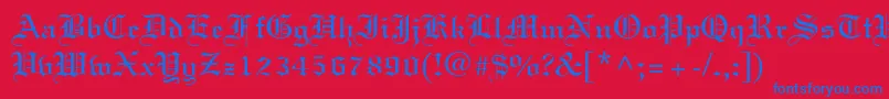 フォントLinotext – 赤い背景に青い文字