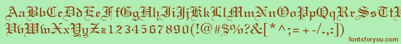 Fonte Linotext – fontes marrons em um fundo verde