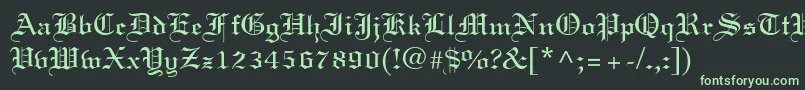 Linotext-fontti – vihreät fontit mustalla taustalla