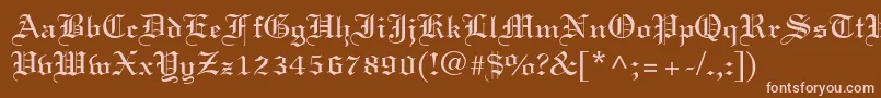 Fonte Linotext – fontes rosa em um fundo marrom