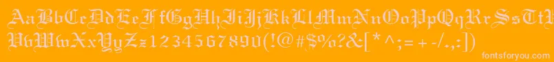 Linotext-fontti – vaaleanpunaiset fontit oranssilla taustalla