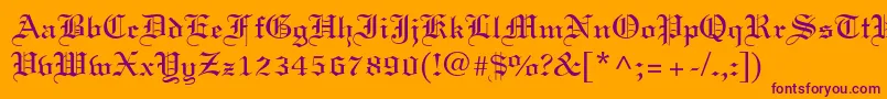 Fonte Linotext – fontes roxas em um fundo laranja