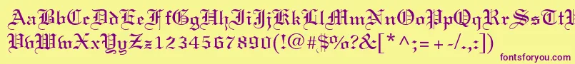 Linotext-Schriftart – Violette Schriften auf gelbem Hintergrund