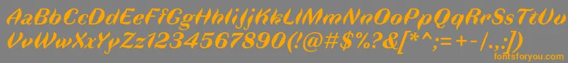 FauneDisplaybolditalic-Schriftart – Orangefarbene Schriften auf grauem Hintergrund