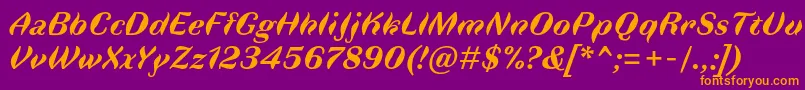 FauneDisplaybolditalic Font – Orange Fonts on Purple Background