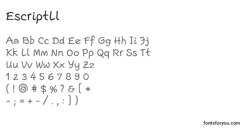 Schriftart EscriptLl – Alphabet, Zahlen, spezielle Symbole