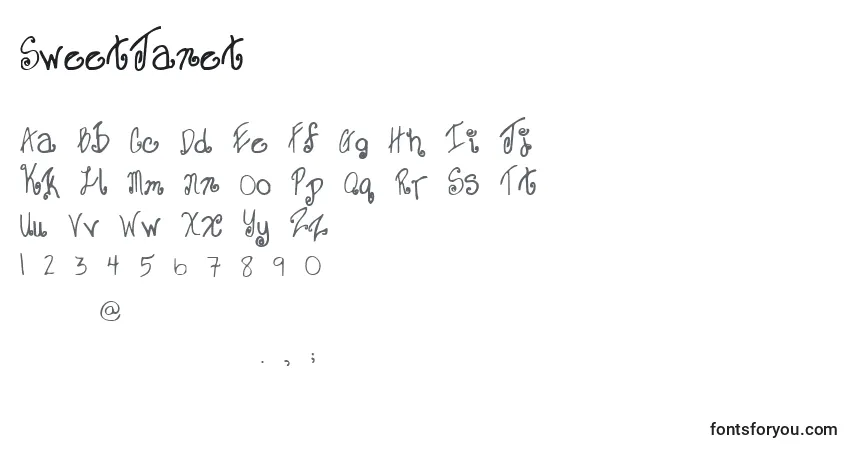 Czcionka SweetJanet – alfabet, cyfry, specjalne znaki