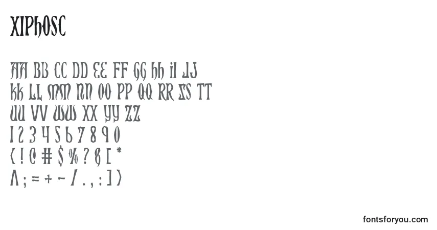Schriftart Xiphosc – Alphabet, Zahlen, spezielle Symbole