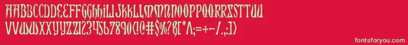 フォントXiphosc – 赤い背景に緑の文字