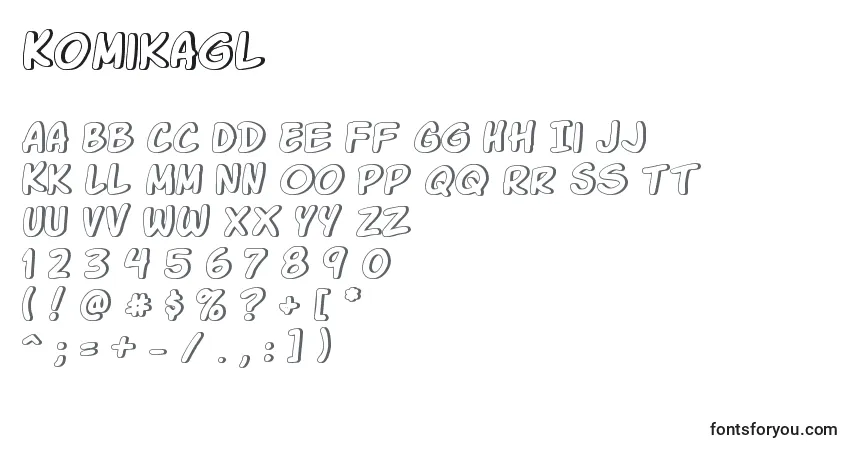 Шрифт Komikagl – алфавит, цифры, специальные символы