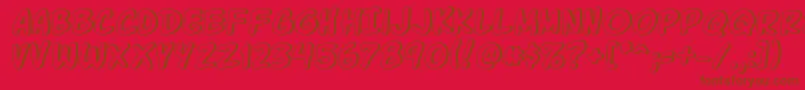 Więcej informacji o czcionce Komikagl Czcionka Komikagl – brązowe czcionki na czerwonym tle