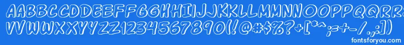 Komikagl Font – White Fonts on Blue Background