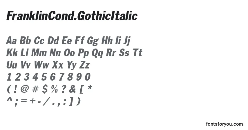 Шрифт FranklinCond.GothicItalic – алфавит, цифры, специальные символы