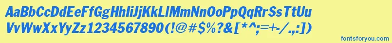 FranklinCond.GothicItalic Font – Blue Fonts on Yellow Background