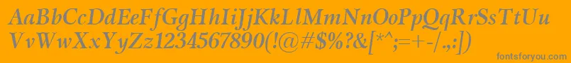 MiramarBolditalic-fontti – harmaat kirjasimet oranssilla taustalla