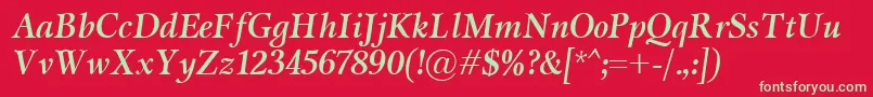 MiramarBolditalic Font – Green Fonts on Red Background