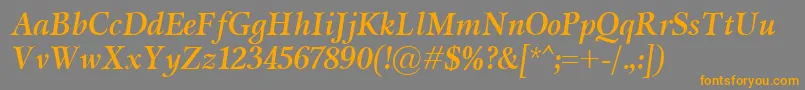 フォントMiramarBolditalic – オレンジの文字は灰色の背景にあります。