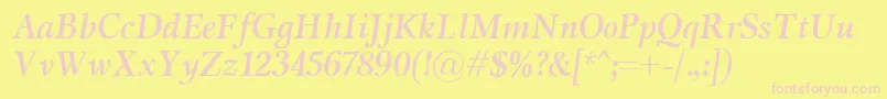 MiramarBolditalic-Schriftart – Rosa Schriften auf gelbem Hintergrund