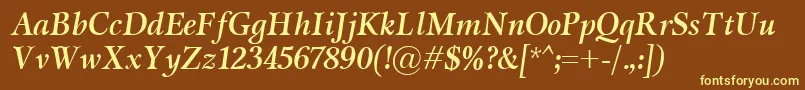 MiramarBolditalic-Schriftart – Gelbe Schriften auf braunem Hintergrund