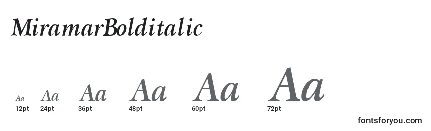MiramarBolditalic Font Sizes