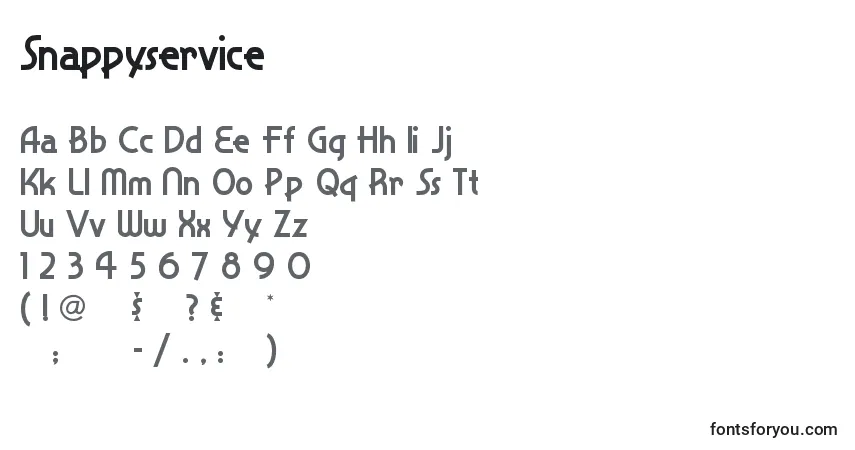 A fonte Snappyservice – alfabeto, números, caracteres especiais