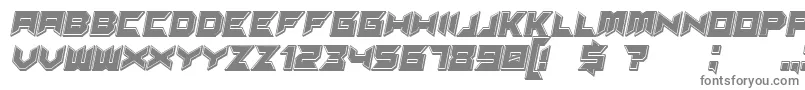 Suggested3DfilledItalic-fontti – harmaat kirjasimet valkoisella taustalla
