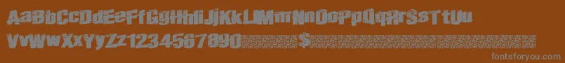 Saiba mais sobre a fonte Realfast Fonte Realfast – fontes cinzas em um fundo marrom