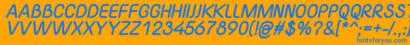 Fonte YaahowuThickItalic – fontes azuis em um fundo laranja