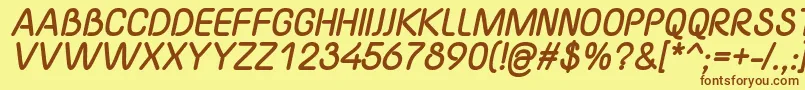 YaahowuThickItalic Font – Brown Fonts on Yellow Background