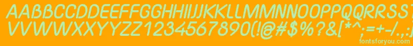 YaahowuThickItalic-fontti – vihreät fontit oranssilla taustalla