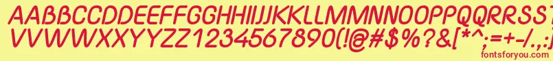 フォントYaahowuThickItalic – 赤い文字の黄色い背景