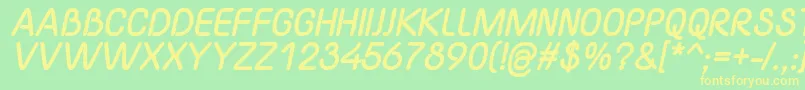 YaahowuThickItalic Font – Yellow Fonts on Green Background