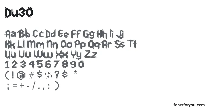 Czcionka Du30 – alfabet, cyfry, specjalne znaki