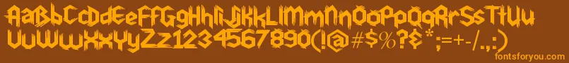 フォントDu30 – オレンジ色の文字が茶色の背景にあります。
