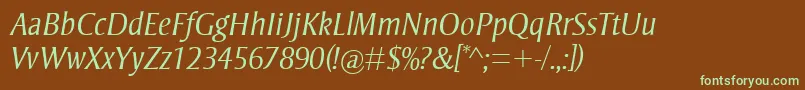 StrayhornMtLightItalic Font – Green Fonts on Brown Background