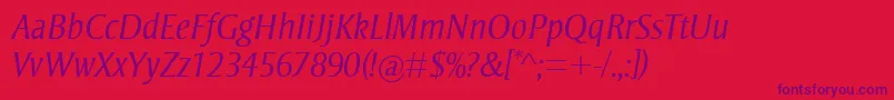 Police StrayhornMtLightItalic – polices violettes sur fond rouge