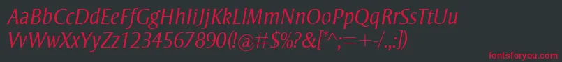 StrayhornMtLightItalic Font – Red Fonts on Black Background
