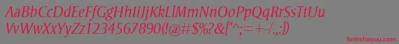 StrayhornMtLightItalic Font – Red Fonts on Gray Background