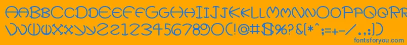 フォントFatherMedium – オレンジの背景に青い文字